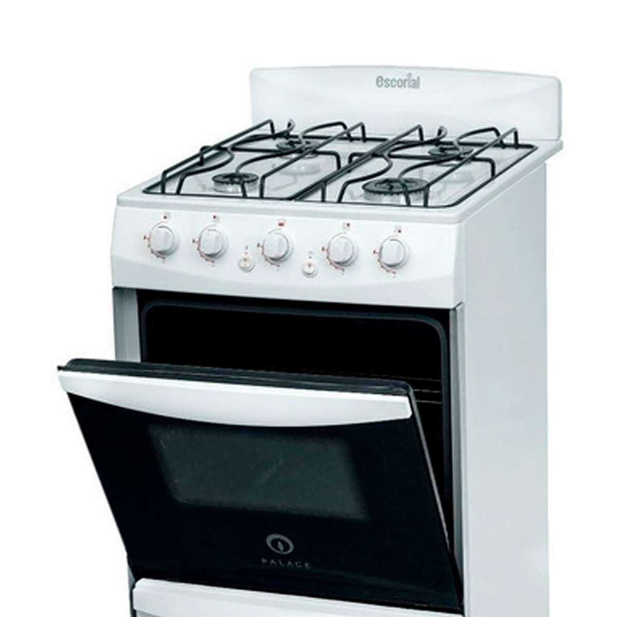 Cocina Escorial Palace Cristal A Gas Natural 4 Hornallas Blanca 220v Puerta Con Visor 50l